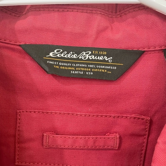 Eddie Bauer Red Utility Jacket with Buttons Petite - Picture 2 of 9